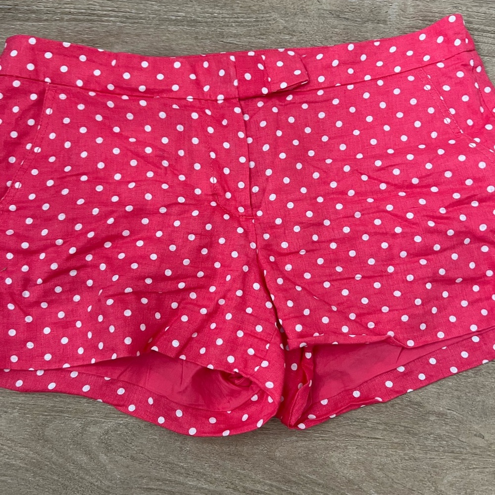 Jcrew linen pink and white polka dot shorts size 10 - Picture 3 of 8